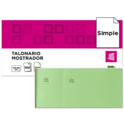 TALONARIO MOSTRADOR 50X110 MM TL12 VERDE CON MATRIZ LIDERPAPEL 21854