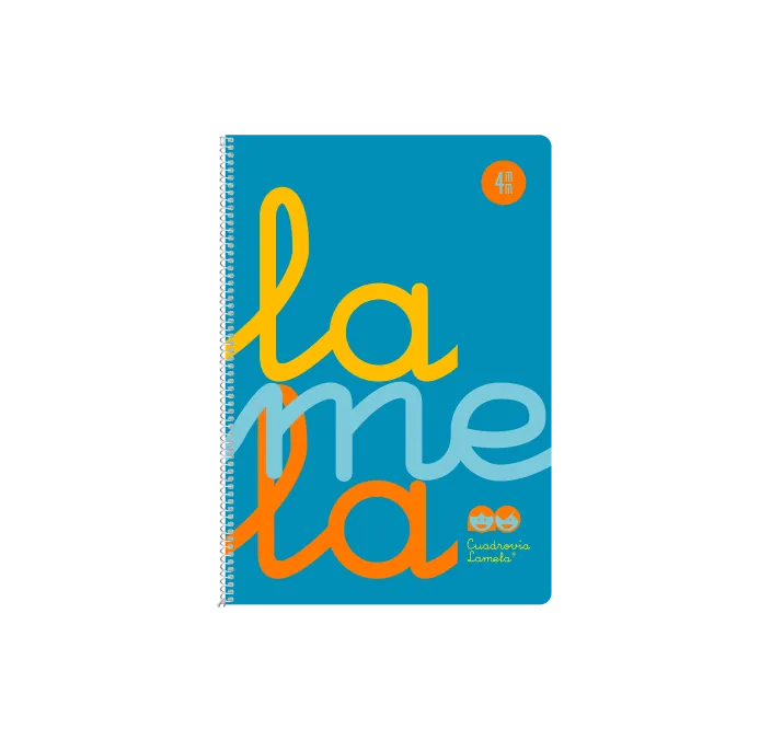 CUADERNO Fº 4MM 80H 90G TAPA PLASTIC AZUL FLUOR LAMELA 7FTP004B
