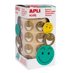 GOMETS REDONDOS 20MM CARAS FELICES ORO EN ROLLO 900UDS. APLI 14374