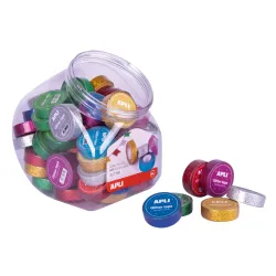 CINTA ADHESIVA 15MMX5M PAPEL PURPURINA SURTIDO APLI 18520