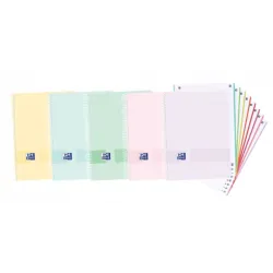 CUADERNO ESPIRAL MICROPERFORADO A4 5X5 160H 90GRS POIPROPILENO PASTEL OXFOR