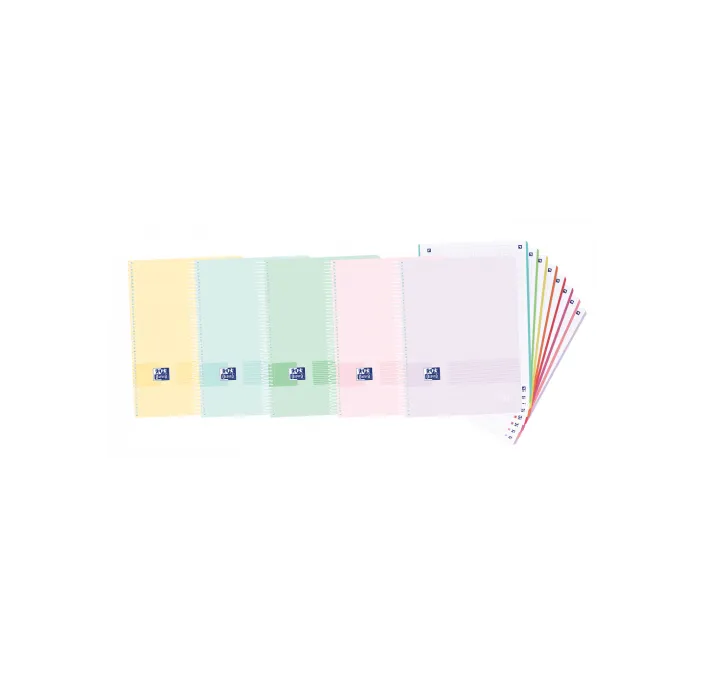 CUADERNO ESPIRAL MICROPERFORADO A4 5X5 160H 90GRS POIPROPILENO PASTEL OXFOR