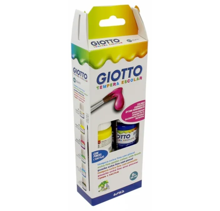 TEMPERA 25ML SURTIDO 6 COLORES + PINCEL GIOTTO 356600