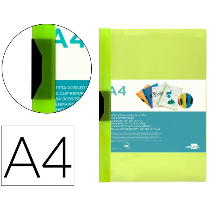 DOSSIER PINZA PP A4 30HJ VERDE TRANSLUCIDO LIDERPAPEL DP07 29323