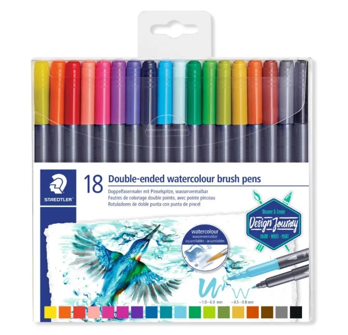 ROTULADOR DOBLE PUNTA FIBRA ACUARELABLE C.18 STAEDTLER 3001 TB18