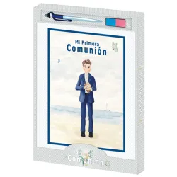 LIBRO COMUNIÓN NIÑO PLAYA + BOLÍGRAFO + TAMPÓN ARGUVAL 47570