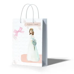 BOLSA REGALO MEDIANA LAZO COMUNIÓN NIÑA FLORES ARGUVAL 48786
