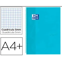 CUADERNO ESPIRAL A4 5X5 80H 90GRS T/E/D AZUL PASTEL OXFORD 400107010
