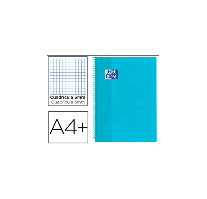 CUADERNO ESPIRAL A4 5X5 80H 90GRS T/E/D AZUL PASTEL OXFORD 400107010