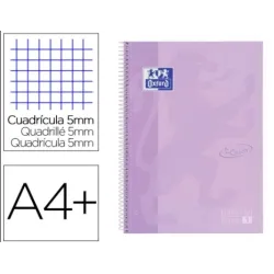CUADERNO ESPIRAL A4 5X5 80H 90GRS T/E/D LILA MALVA PASTEL OXFORD 400117273