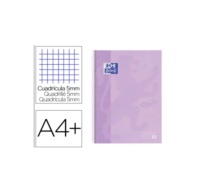CUADERNO ESPIRAL A4 5X5 80H 90GRS T/E/D LILA MALVA PASTEL OXFORD 400117273
