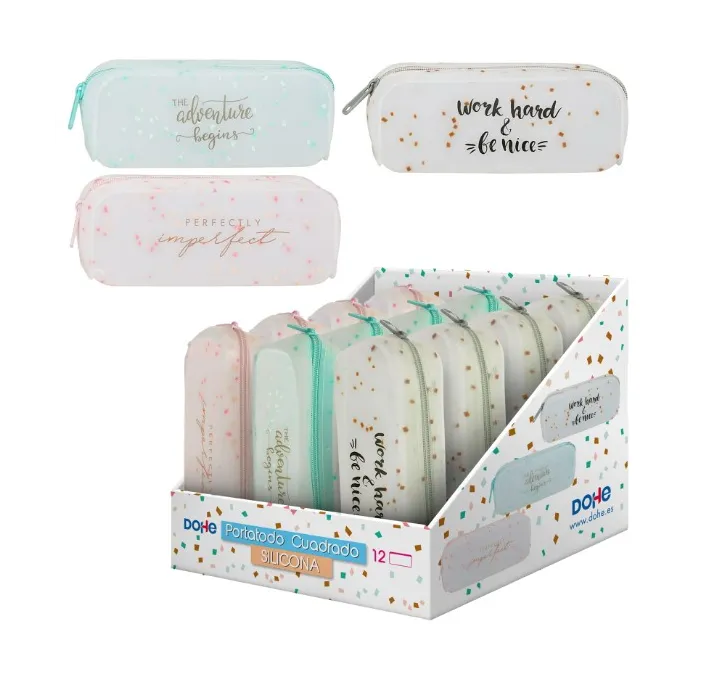 PORTATODO RECTANGULAR SILICONA TRASLUCIDA GLITTER DOHE 51209