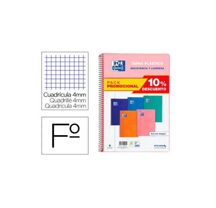 CUADERNO ESPIRAL Fº 4X4 80H 90GRS PP SURTIDO CLASIC OXFORD 400091366