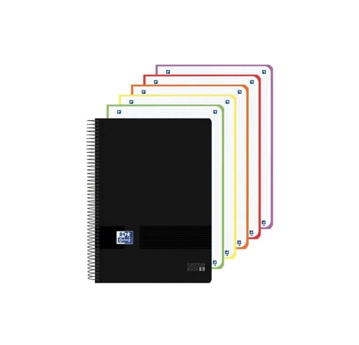 CUADERNO ESPIRAL A4 5X5 120H 90G MICROPER. PP NEGRO OXFORD 400196878