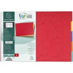 SEPARADORES CARTULINA LUSTRADA 400GR A3 5 COLORES EXACOMPA 2905E