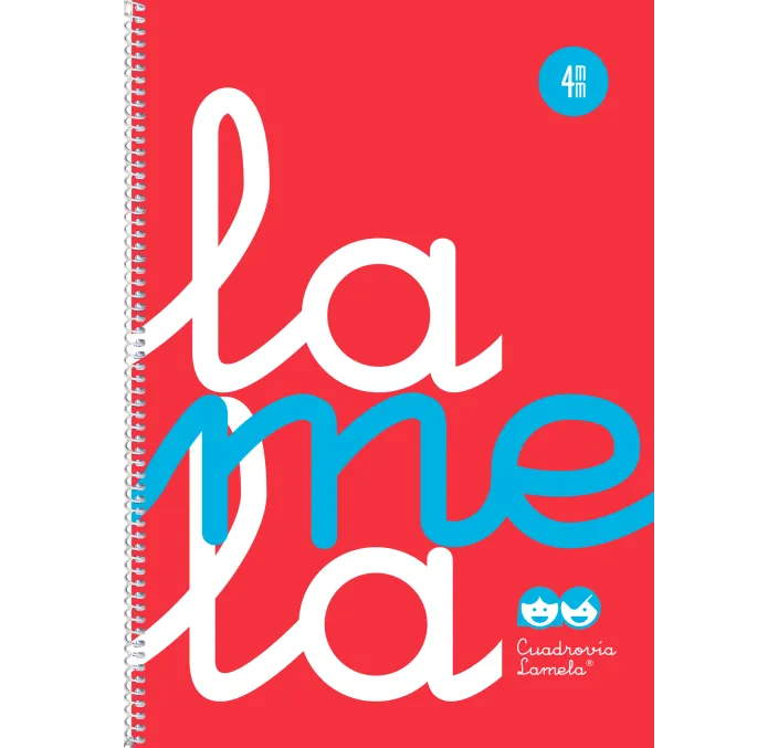 CUADERNO Fº 4MM 80H 90G TAPA PLASTIC ROJO FLUOR LAMELA 7FTP04RJ