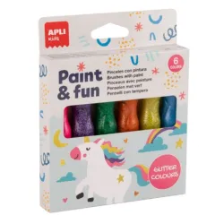 TEMPERA BOTE PINCEL COLORES PURPURINA 6U 13ML APLI 19912