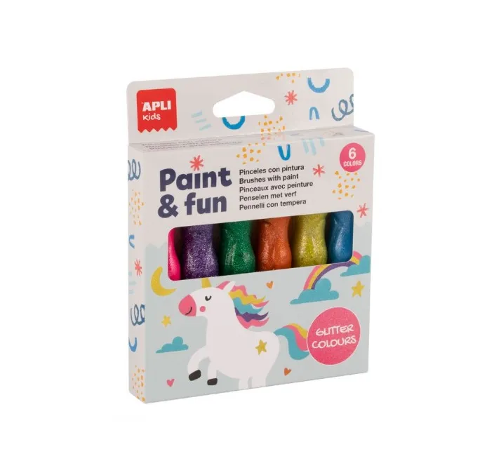 TEMPERA BOTE PINCEL COLORES PURPURINA 6U 13ML APLI 19912