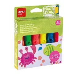 TEMPERA BOTE PINCEL COLORES NEON 6U 13ML APLI 19418