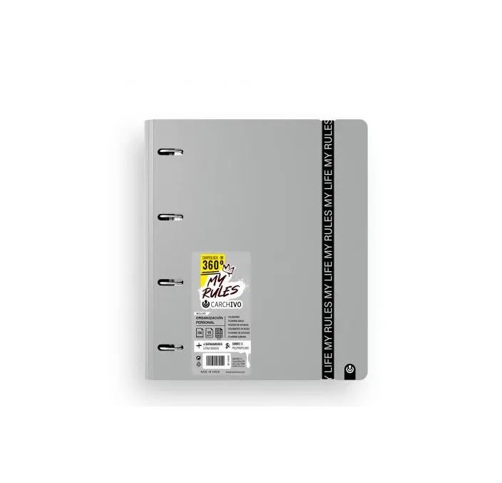 CARPEBLOCK PP FOAM 4ANILLAS C/RECAMBIO 100H 5X5 GRIS CARCHIVO 12477475