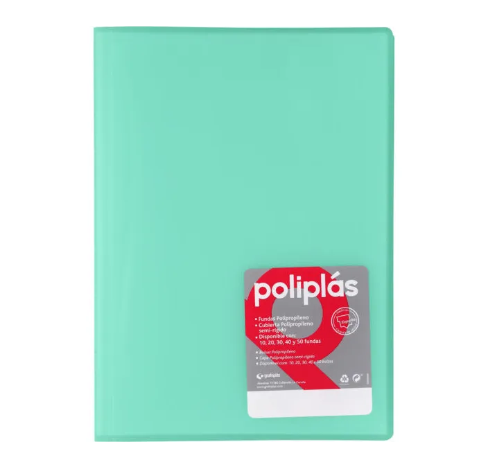 CARPETA 50 FUNDAS Fº VERDE MENTA POLIPLAS GRAFOPLAS 01461226