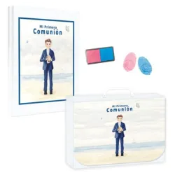 LIBRO COMUNION HUELLAS NIÑO PLAYA + MALETÍN ARGUVAL 47574
