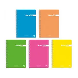 CUADERNO ESPIRAL Fº 4X4 80H 90GRS TAPA POLIPROPILENO FLUORPAC PACSA 16551