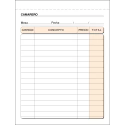 TALONARIO CAMAREROS 8º NATURAL 50H ORIGINAL+COPIA LOAN T-88 620889