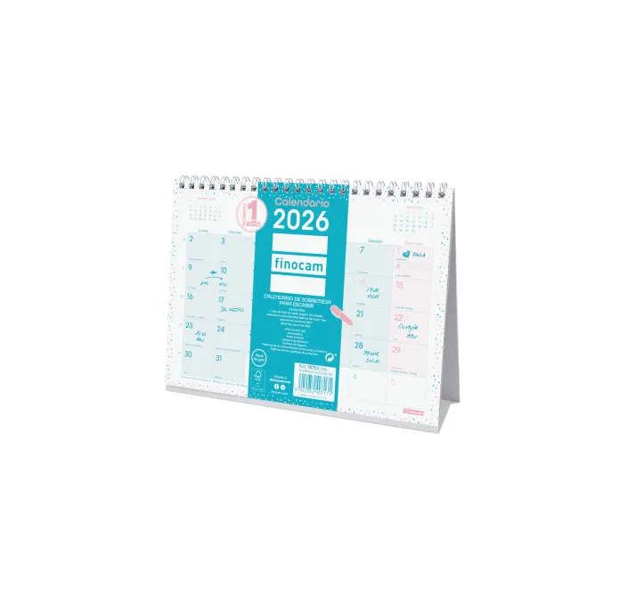 CALENDARIO SOBREMESA 2026 21X15 CHIC TURQUESA ESCRIBIR FINOCAM 787025826