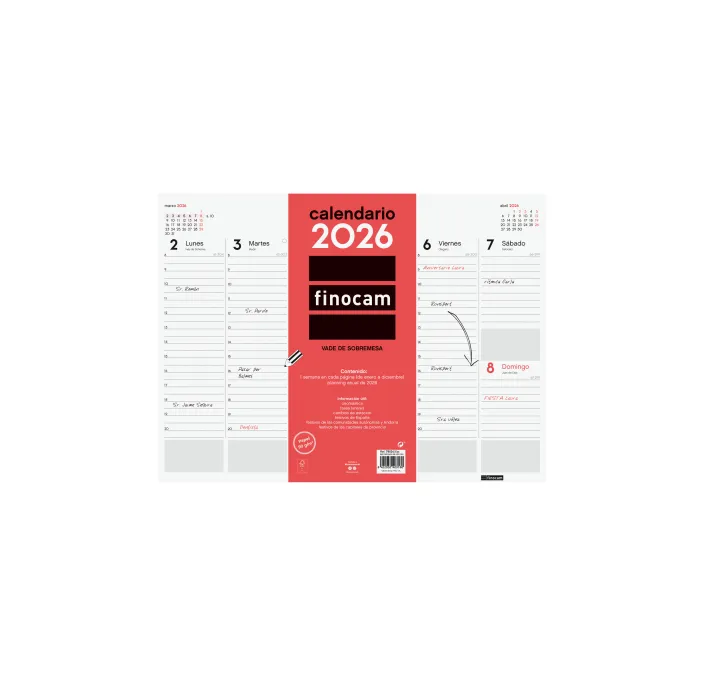 VADE ENCOLADO 2026 42X31 SEMANA VISTA NEUTRO FINOCAM 780240026