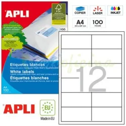 ETIQUETA POLIV. A4 100H 97MMX42,4MM 1200U C/R/B APLI 01288