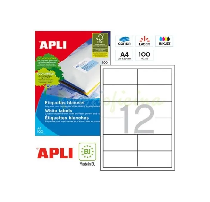 ETIQUETA POLIV. A4 100H 97MMX42,4MM 1200U C/R/B APLI 01288