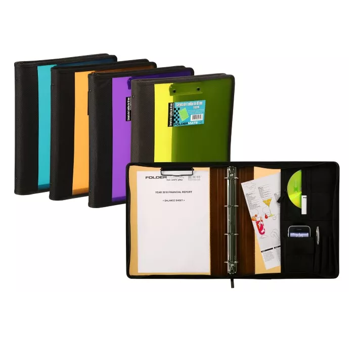 CARPETA 4 ANILLAS Fº 40MM CREMALLERA SURTIDO FOLDERMATE 50399