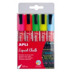 ROTULADOR DE TIZA BORRABLE 5 COLORES SUTIDOS APLI 13959