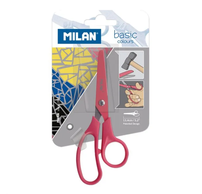 TIJERA ESCOLAR BLISTER BASIC COLOURS 13.4CM MILAN BWM10341