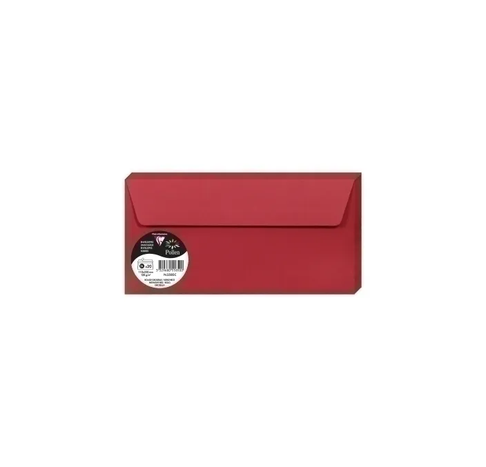 SOBRE 110X220MM 120GR ROJO GROSELLA 20U CLARIEFONTAINE 5585C