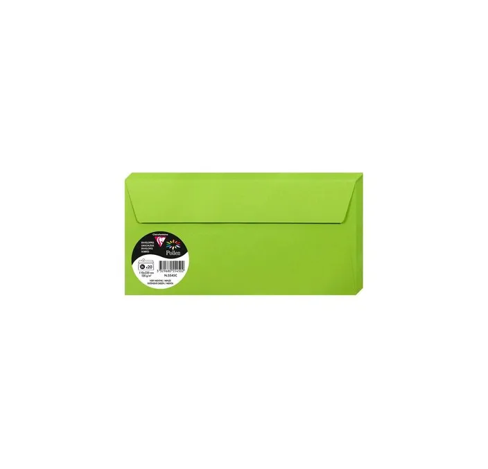 SOBRE 110X220MM 120GR VERDE MENTA 20U CLAIREFONTAINE 5545C