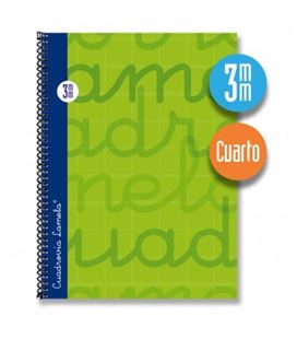 Cuaderno 4º 3mm 80h 70g tapa dura verde lamela 7cte003v 797087