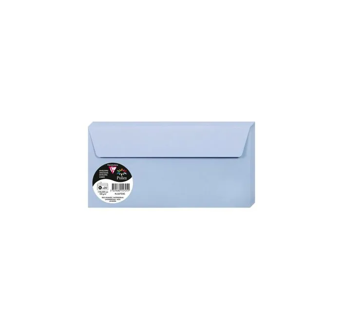 SOBRE 110X220MM 120GR AZUL LAVANDA 20U CLAIREFONTAINE 55725C