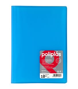 Carpeta 10 fundas fº poliplas translucida azul grafoplas 01431230