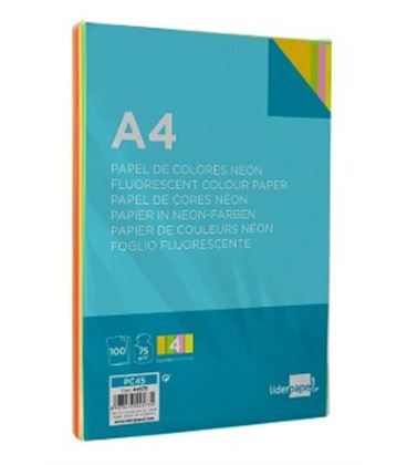 Papel a4 100h color fluorescente surtido liderpapel pc45 - 44573