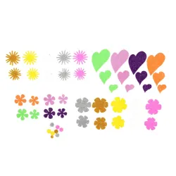 FLOR CORAZON ADHESIVA PURPURINA GOMA EVA 64U. GRAFO 5001 68002200