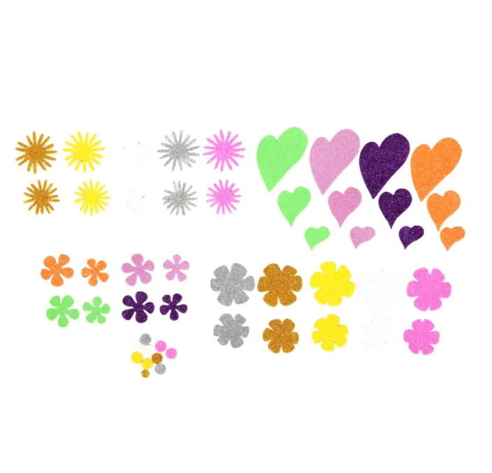 FLOR CORAZON ADHESIVA PURPURINA GOMA EVA 64U. GRAFO 5001 68002200