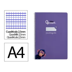 CUADERNO A4 PAUTAGUIA 2,5MM TAPA DURA MORADO LIDERPAPEL 171784