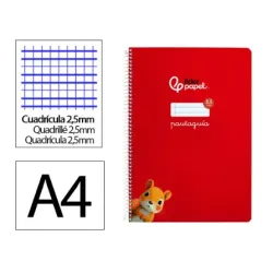 CUADERNO A4 PAUTAGUIA 2,5MM TAPA DURA ROJO LIDERPAPEL 171786