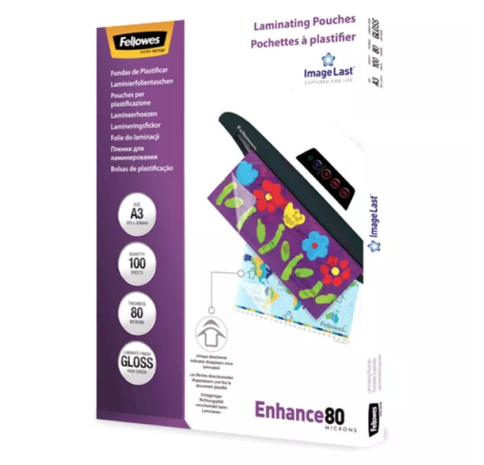 BOLSA PLASTIFICACION A3 80MICRAS C.100 FELLOWES 5306207