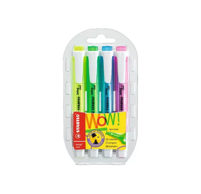 MARCADOR FLUORESCENTE SWING COOL ESTUCHE 4 COLORS STABILO 275/4