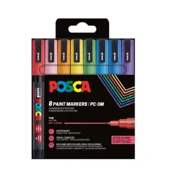 ROTULADOR PERMANENTE 1.5MM ESTUCHE BRILLO PC-3ML/8C POSCA UNI 901307