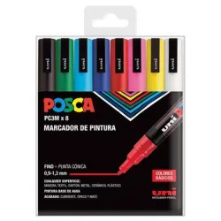 ROTULADOR PERMANENTE 1.5MM ESTUCHE BASIC PC-3M/8C POSCA UNI 182634670