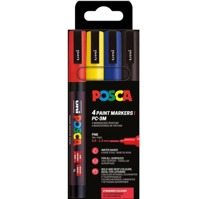 ROTULADOR PERMANENTE 1.5MM ESTUCHE BASIC PC-3M/4C POSCA 182634672